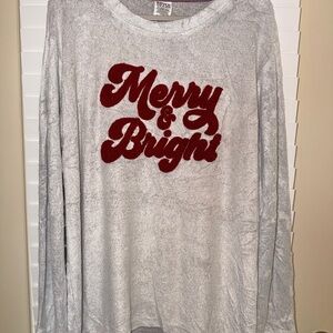 Gray Long Sleeve 'Merry & Bright' Top